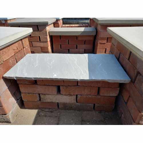Natural Grey Sandstone Flat Double Brick Wall Coping Stones - Size: 600x300x22mm