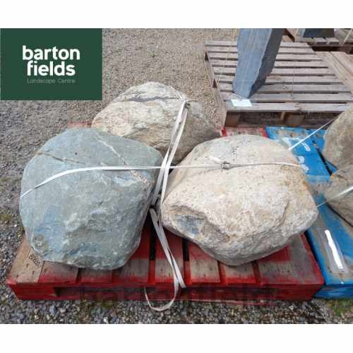 Large Boulders: Natural Stone Boulders Approx. 600mm in Size - Pallet of 3 Boulders
