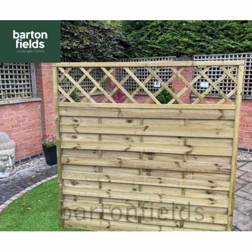 Horizontal Flat Top Fence Panel with Diamond Trellis - 180cm x 180cm