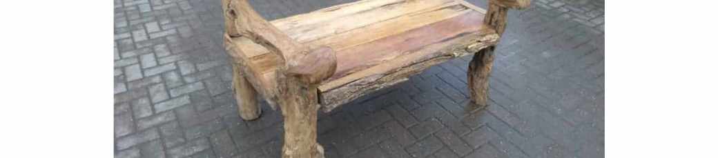 Wooden and Stone Garden Benches