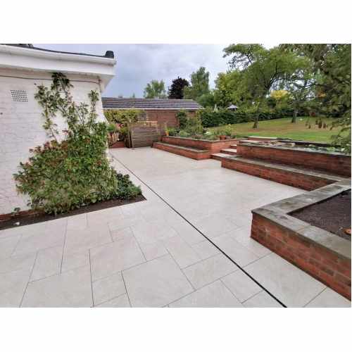 Porcelain Paving: Italian Stones Gold 3 Mixed Size Paving Tiles - Patio Pack of 20.48m2