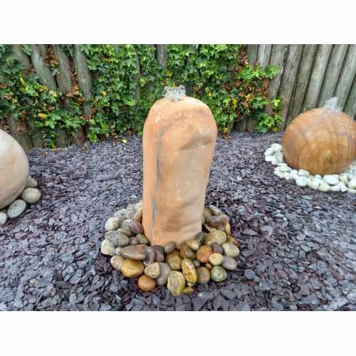 Water Feature: Natural Pink Marble Pre-Drilled Monolith Water Feature: 550mm High: Ref: PMM-1
