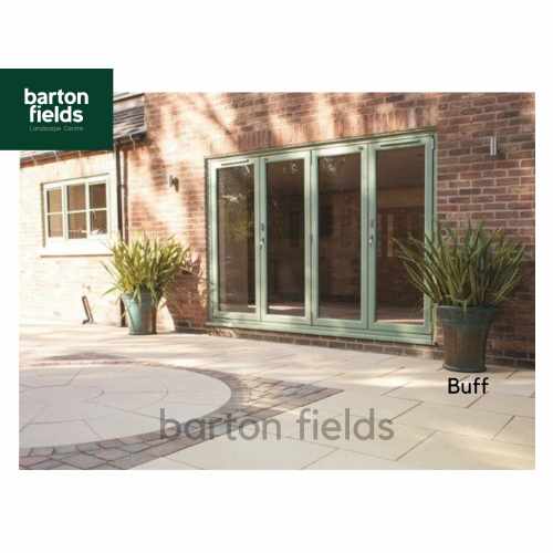 Bradstone Textured Paving Slabs in Buff.  Slight Seconds 450x450mm Slabs - Pack (60)
