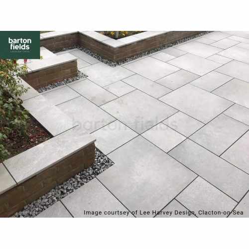 Bradstone Arenaria Porcelain Paving,  3 Size in Light Grey - Patio Pack of 18.36m2