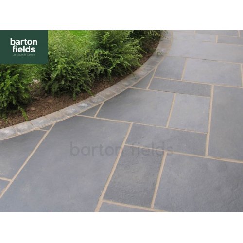 Natural Sawn Edge 4 Mixed Size Limestone Paving in Black: Sold Per Square Metre (m2)