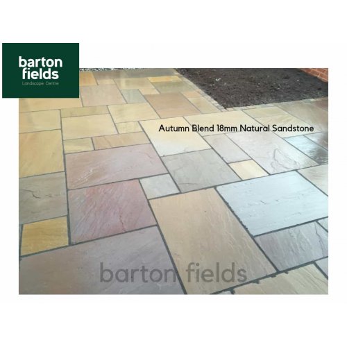 Natural Sandstone 18mm Calibrated 4 Mixed Size Paving in Autumn Blend : Sold Per Square Metre (m2)