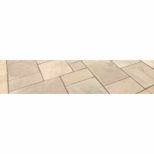Natural Sandstone 4 Mixed Size Paving in Sahara Buff : Sold Per Square Metre (m2)